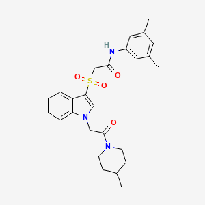 N-(3,5-dimethylphenyl)-2-((1-(2-(4-methylpiperidin-1-yl)-2-oxoethyl)-1H-indol-3-yl)sulfonyl)acetamide