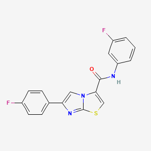 molecular formula C18H11F2N3OS B2725514 N-(3-fluorophenyl)-6-(4-fluorophenyl)imidazo[2,1-b][1,3]thiazole-3-carboxamide CAS No. 1049449-26-4