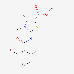 molecular formula C15H14F2N2O3S B2725558 (Z)-ethyl 2-((2,6-difluorobenzoyl)imino)-3,4-dimethyl-2,3-dihydrothiazole-5-carboxylate 