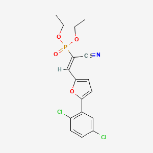 molecular formula C17H16Cl2NO4P B2725566 (E)-3-[5-(2,5-dichlorophenyl)furan-2-yl]-2-diethoxyphosphorylprop-2-enenitrile CAS No. 327061-73-4