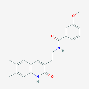 molecular formula C21H22N2O3 B2725574 N-[2-(6,7-dimethyl-2-oxo-1,2-dihydroquinolin-3-yl)ethyl]-3-methoxybenzamide CAS No. 688353-01-7