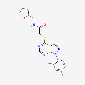 B2725576 2-((1-(2,4-dimethylphenyl)-1H-pyrazolo[3,4-d]pyrimidin-4-yl)thio)-N-((tetrahydrofuran-2-yl)methyl)acetamide CAS No. 872590-39-1