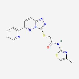 molecular formula C16H13N7OS2 B2725604 N-(4-methyl-1,3-thiazol-2-yl)-2-{[6-(pyridin-2-yl)-[1,2,4]triazolo[4,3-b]pyridazin-3-yl]sulfanyl}acetamide CAS No. 891104-52-2