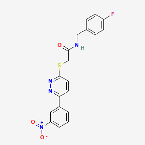 molecular formula C19H15FN4O3S B2725635 N-(4-fluorobenzyl)-2-((6-(3-nitrophenyl)pyridazin-3-yl)thio)acetamide CAS No. 893998-09-9