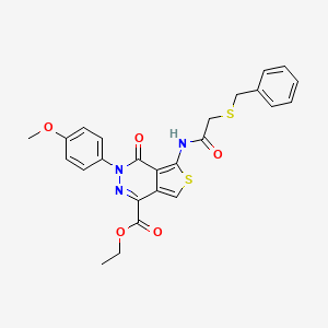 molecular formula C25H23N3O5S2 B2725638 ethyl 5-[2-(benzylsulfanyl)acetamido]-3-(4-methoxyphenyl)-4-oxo-3H,4H-thieno[3,4-d]pyridazine-1-carboxylate CAS No. 851952-35-7