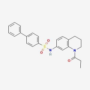 molecular formula C24H24N2O3S B2725641 N-(1-propanoyl-1,2,3,4-tetrahydroquinolin-7-yl)-[1,1'-biphenyl]-4-sulfonamide CAS No. 946290-83-1