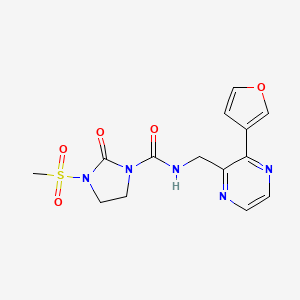 molecular formula C14H15N5O5S B2725650 N-((3-(furan-3-yl)pyrazin-2-yl)methyl)-3-(methylsulfonyl)-2-oxoimidazolidine-1-carboxamide CAS No. 2034501-20-5