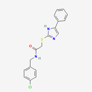 molecular formula C18H16ClN3OS B2725700 N-[(4-chlorophenyl)methyl]-2-[(5-phenyl-1H-imidazol-2-yl)sulfanyl]acetamide CAS No. 942009-40-7