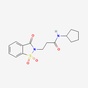 molecular formula C15H18N2O4S B2725735 N-cyclopentyl-3-(1,1,3-trioxo-2,3-dihydro-1lambda6,2-benzothiazol-2-yl)propanamide CAS No. 899757-14-3