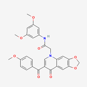 molecular formula C28H24N2O8 B2725738 N-(3,5-dimethoxyphenyl)-2-[7-(4-methoxybenzoyl)-8-oxo-2H,5H,8H-[1,3]dioxolo[4,5-g]quinolin-5-yl]acetamide CAS No. 866342-91-8