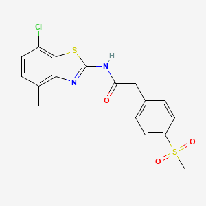 molecular formula C17H15ClN2O3S2 B2725788 N-(7-chloro-4-methyl-1,3-benzothiazol-2-yl)-2-(4-methanesulfonylphenyl)acetamide CAS No. 941971-75-1