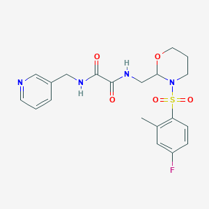 molecular formula C20H23FN4O5S B2725793 N-{[3-(4-fluoro-2-methylbenzenesulfonyl)-1,3-oxazinan-2-yl]methyl}-N'-[(pyridin-3-yl)methyl]ethanediamide CAS No. 872987-25-2