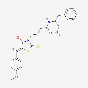 molecular formula C24H26N2O4S2 B2725794 N-(1-hydroxy-3-phenylpropan-2-yl)-4-[(5Z)-5-[(4-methoxyphenyl)methylidene]-4-oxo-2-sulfanylidene-1,3-thiazolidin-3-yl]butanamide CAS No. 900135-12-8