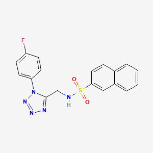 molecular formula C18H14FN5O2S B2725876 N-((1-(4-fluorophenyl)-1H-tetrazol-5-yl)methyl)naphthalene-2-sulfonamide CAS No. 941922-52-7