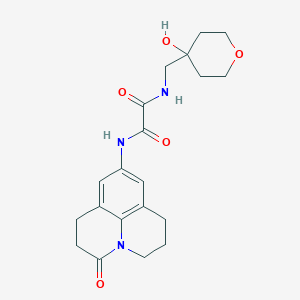 molecular formula C20H25N3O5 B2725909 N'-[(4-hydroxyoxan-4-yl)methyl]-N-{2-oxo-1-azatricyclo[7.3.1.0^{5,13}]trideca-5,7,9(13)-trien-7-yl}ethanediamide CAS No. 1351632-07-9