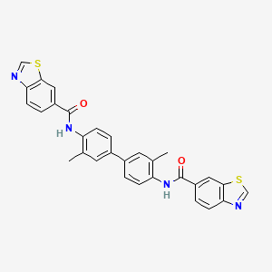 molecular formula C30H22N4O2S2 B2725913 N-[4'-(1,3-benzothiazole-6-amido)-3,3'-dimethyl-[1,1'-biphenyl]-4-yl]-1,3-benzothiazole-6-carboxamide CAS No. 681175-00-8