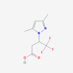 molecular formula C9H11F3N2O2 B2725925 3-(3,5-Dimethyl-1H-pyrazol-1-yl)-4,4,4-trifluorobutanoic acid CAS No. 1344051-01-9