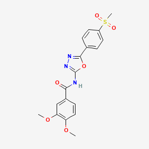 molecular formula C18H17N3O6S B2725949 N-[5-(4-methanesulfonylphenyl)-1,3,4-oxadiazol-2-yl]-3,4-dimethoxybenzamide CAS No. 886910-92-5