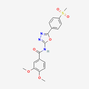 3,4-dimethoxy-N-[5-(4-methylsulfonylphenyl)-1,3,4-oxadiazol-2-yl]benzamide