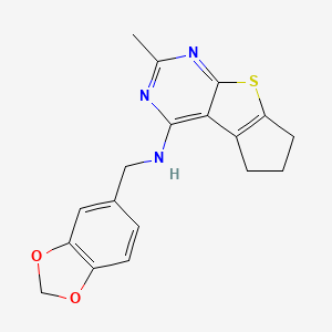N-(benzo[d][1,3]dioxol-5-ylmethyl)-2-methyl-6,7-dihydro-5H-cyclopenta[4,5]thieno[2,3-d]pyrimidin-4-amine