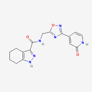 molecular formula C16H16N6O3 B2726010 N-((3-(2-oxo-1,2-dihydropyridin-4-yl)-1,2,4-oxadiazol-5-yl)methyl)-4,5,6,7-tetrahydro-1H-indazole-3-carboxamide CAS No. 2034368-92-6