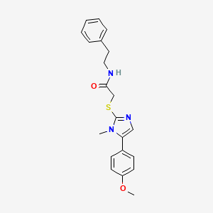 molecular formula C21H23N3O2S B2726027 2-((5-(4-甲氧基苯基)-1-甲基-1H-咪唑-2-基)硫)-N-苯乙基乙酰胺 CAS No. 932329-86-7