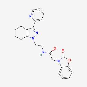 molecular formula C23H23N5O3 B2726089 2-(2-oxo-2,3-dihydro-1,3-benzoxazol-3-yl)-N-{2-[3-(pyridin-2-yl)-4,5,6,7-tetrahydro-1H-indazol-1-yl]ethyl}acetamide CAS No. 1796967-02-6