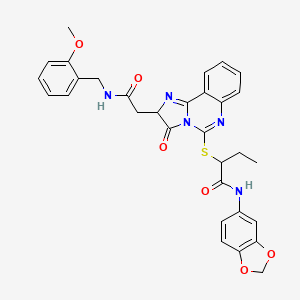 molecular formula C31H29N5O6S B2726090 N-(1,3-benzodioxol-5-yl)-2-[[2-[2-[(2-methoxyphenyl)methylamino]-2-oxoethyl]-3-oxo-2H-imidazo[1,2-c]quinazolin-5-yl]sulfanyl]butanamide CAS No. 1023548-02-8