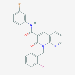 molecular formula C22H15BrFN3O2 B2726153 N-(3-bromophenyl)-1-[(2-fluorophenyl)methyl]-2-oxo-1,2-dihydro-1,8-naphthyridine-3-carboxamide CAS No. 1005306-72-8