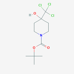 molecular formula C11H18Cl3NO3 B2726188 Tert-butyl 4-hydroxy-4-(trichloromethyl)piperidine-1-carboxylate CAS No. 2248315-22-0
