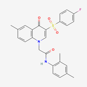 molecular formula C26H23FN2O4S B2726197 N-(2,4-dimethylphenyl)-2-[3-(4-fluorobenzenesulfonyl)-6-methyl-4-oxo-1,4-dihydroquinolin-1-yl]acetamide CAS No. 866808-78-8