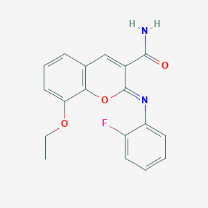 (Z)-8-ethoxy-2-((2-fluorophenyl)imino)-2H-chromene-3-carboxamide