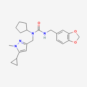3-(benzo[d][1,3]dioxol-5-ylmethyl)-1-cyclopentyl-1-((5-cyclopropyl-1-methyl-1H-pyrazol-3-yl)methyl)urea