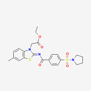 (Z)-ethyl 2-(6-methyl-2-((4-(pyrrolidin-1-ylsulfonyl)benzoyl)imino)benzo[d]thiazol-3(2H)-yl)acetate