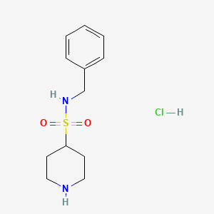 molecular formula C12H19ClN2O2S B2726281 N-Benzylpiperidine-4-sulfonamide hydrochloride CAS No. 2219370-97-3