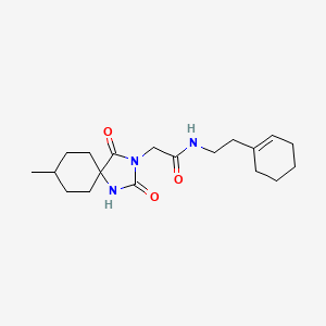 molecular formula C19H29N3O3 B2726283 N-(2-(Cyclohex-1-en-1-yl)ethyl)-2-(8-methyl-2,4-dioxo-1,3-diazaspiro[4.5]decan-3-yl)acetamide CAS No. 875421-94-6