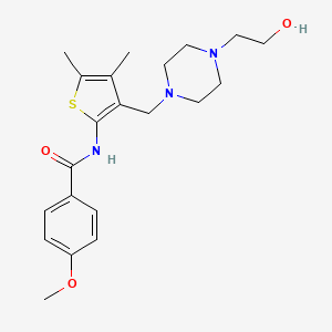 molecular formula C21H29N3O3S B2726308 N-(3-((4-(2-hydroxyethyl)piperazin-1-yl)methyl)-4,5-dimethylthiophen-2-yl)-4-methoxybenzamide CAS No. 690641-75-9