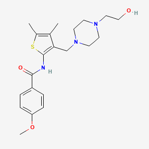 N-(3-((4-(2-hydroxyethyl)piperazin-1-yl)methyl)-4,5-dimethylthiophen-2-yl)-4-methoxybenzamide