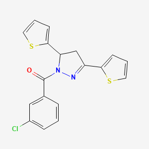 (3-Chlorophenyl)-(3,5-dithiophen-2-yl-3,4-dihydropyrazol-2-yl)methanone