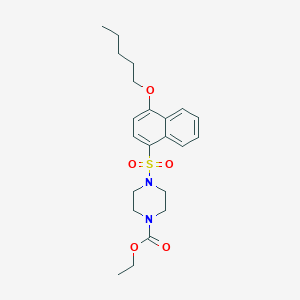 molecular formula C22H30N2O5S B272636 Ethyl 4-{[4-(pentyloxy)-1-naphthyl]sulfonyl}-1-piperazinecarboxylate 
