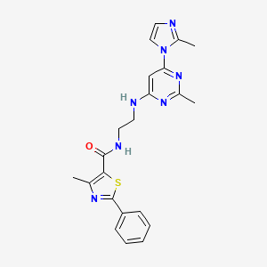 4-methyl-N-(2-((2-methyl-6-(2-methyl-1H-imidazol-1-yl)pyrimidin-4-yl)amino)ethyl)-2-phenylthiazole-5-carboxamide