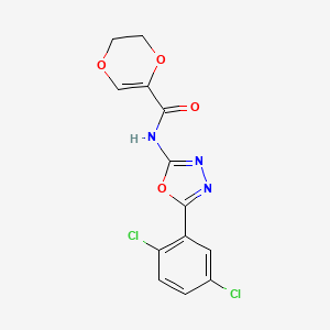 molecular formula C13H9Cl2N3O4 B2726492 N-(5-(2,5-dichlorophenyl)-1,3,4-oxadiazol-2-yl)-5,6-dihydro-1,4-dioxine-2-carboxamide CAS No. 891141-30-3