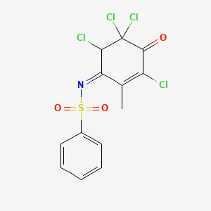 molecular formula C13H9Cl4NO3S B2726502 N-[(1E)-3,5,5,6-tetrachloro-2-methyl-4-oxocyclohex-2-en-1-ylidene]benzenesulfonamide CAS No. 314751-56-9
