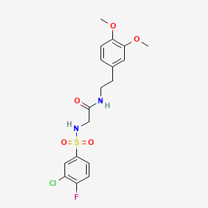 molecular formula C18H20ClFN2O5S B2726537 2-(3-chloro-4-fluorophenylsulfonamido)-N-(3,4-dimethoxyphenethyl)acetamide CAS No. 690647-45-1