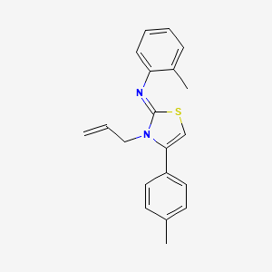 molecular formula C20H20N2S B2726561 N-(2-methylphenyl)-4-(4-methylphenyl)-3-prop-2-enyl-1,3-thiazol-2-imine CAS No. 301674-97-5