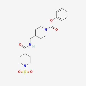 molecular formula C20H29N3O5S B2726566 Phenyl 4-((1-(methylsulfonyl)piperidine-4-carboxamido)methyl)piperidine-1-carboxylate CAS No. 1234830-09-1