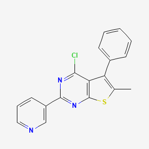 molecular formula C18H12ClN3S B2726605 3-{4-chloro-6-methyl-5-phenylthieno[2,3-d]pyrimidin-2-yl}pyridine CAS No. 851176-00-6