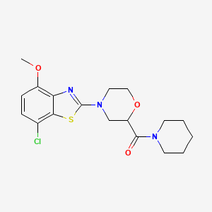 molecular formula C18H22ClN3O3S B2726652 7-Chloro-4-methoxy-2-[2-(piperidine-1-carbonyl)morpholin-4-yl]-1,3-benzothiazole CAS No. 2415491-52-8
