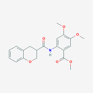 molecular formula C20H21NO6 B2726659 METHYL 2-(3,4-DIHYDRO-2H-1-BENZOPYRAN-3-AMIDO)-4,5-DIMETHOXYBENZOATE CAS No. 923903-69-9