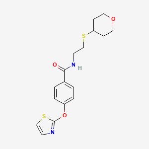 N-(2-((tetrahydro-2H-pyran-4-yl)thio)ethyl)-4-(thiazol-2-yloxy)benzamide